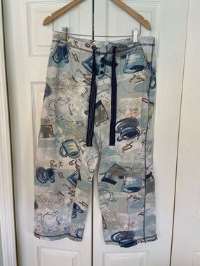 Soma Light Blue & Navy Coffee Cup Print Pajama Pants